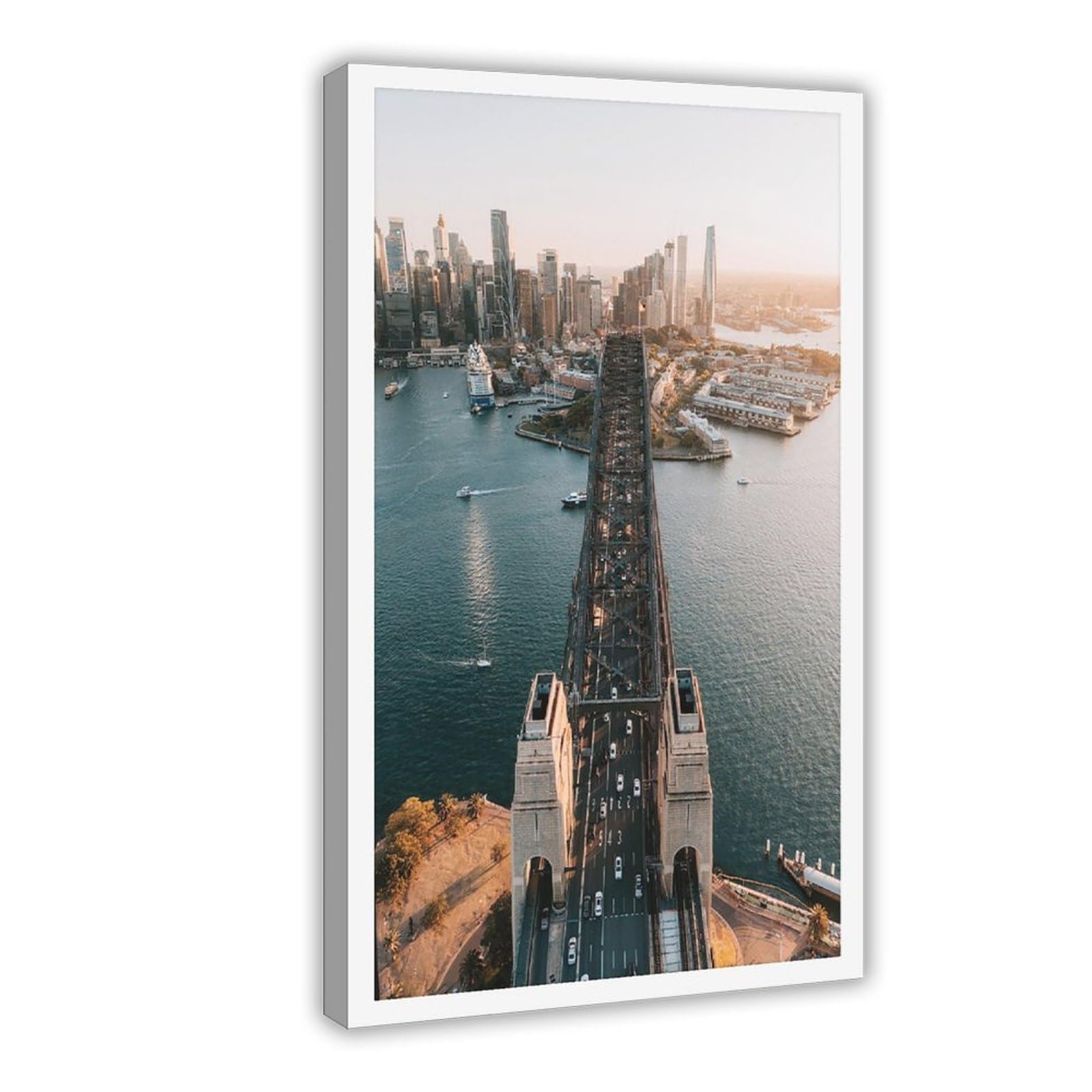 HEYANM Sydney Harbour Bridge Print Australia Skyline Wall Art Canvas Poster Bedroom Office Room Decor Gift Frame 24x36inch