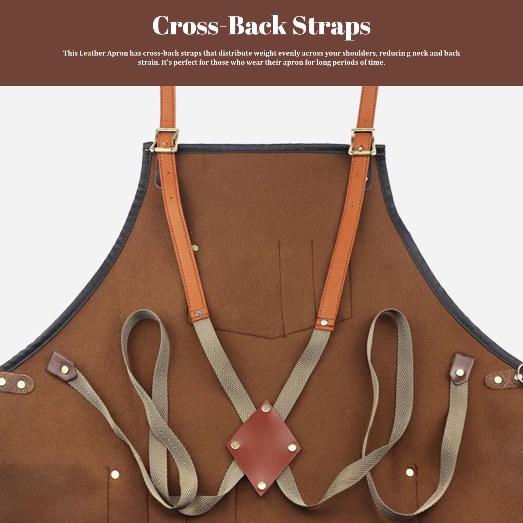 Delantal de cuero con bolsillos y correas cruzadas, impermeable, ajustable, resistente al calor y a las manchas, para cocina, barbacoa, barbería, chef, delantal para hombre.