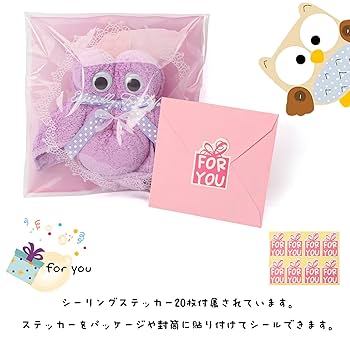 フクロウデザイン フード付きタオルセット フェイスタオル 34×80cm ドット柄 綿100％ 抗菌 防臭 タオル