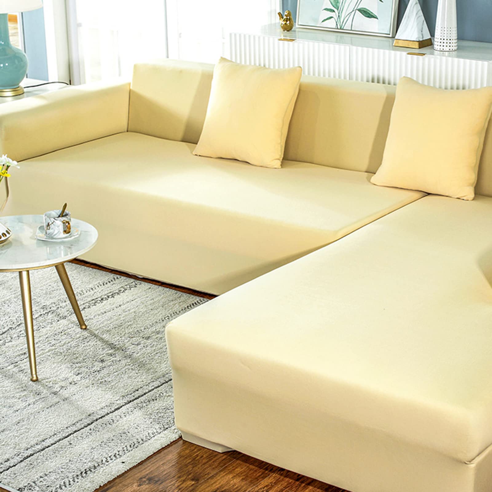 Housse de canapé extensible 4 places antidérapante et lavable