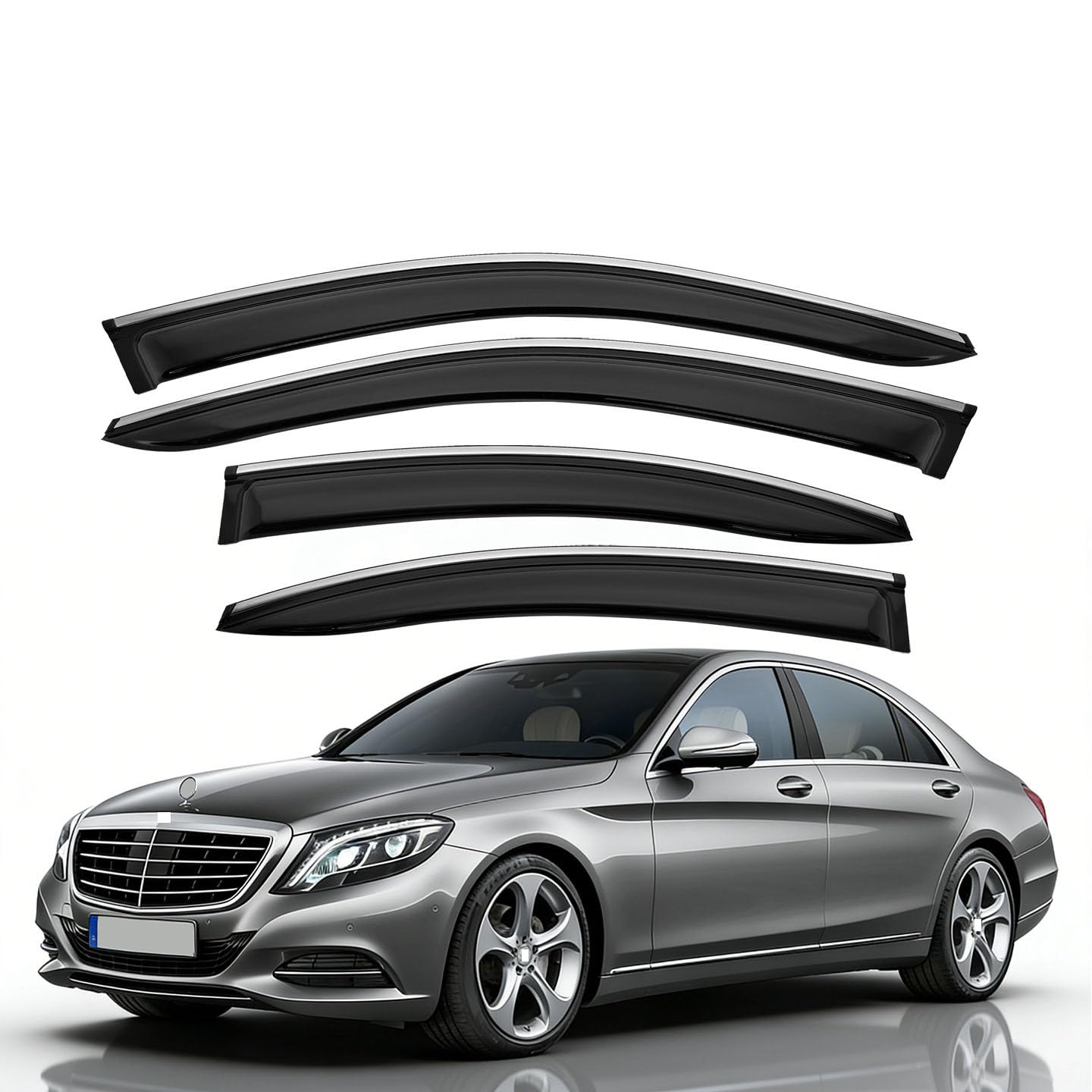 Deflectores de aire para Mercedes Benz Clase S W222 juego de 4 piezas con cubierta para lluvia y sol
