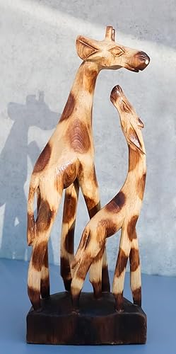 Miniatura 8 de Ebros Gift Balikraft - Figura decorativa de madera tallada a mano, hecha a mano, artesanos, safari, jirafa, madre y ternero, escultura de madera