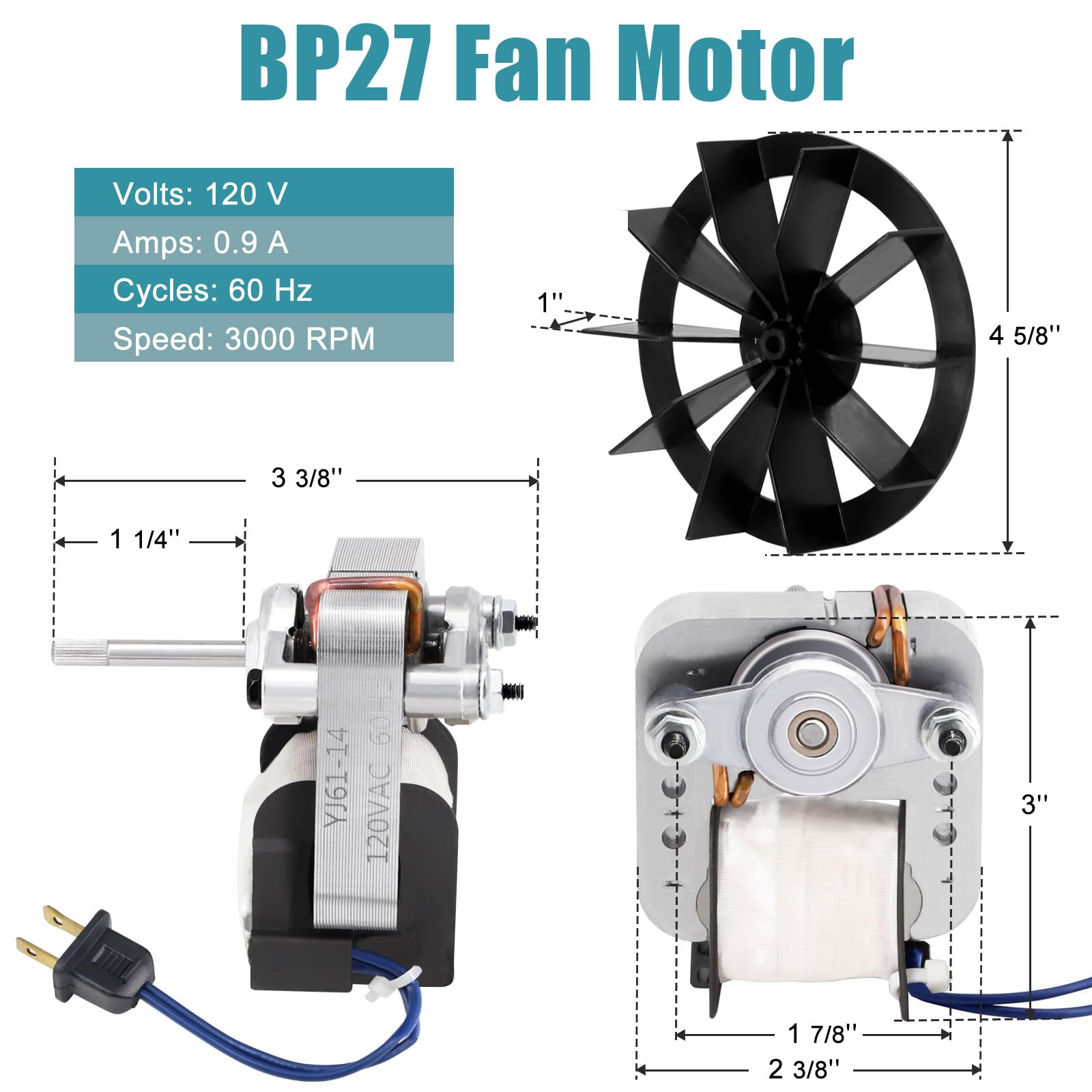 BP27 Fan Motor Replacement for Broan Nutone 663 688 678 671 659