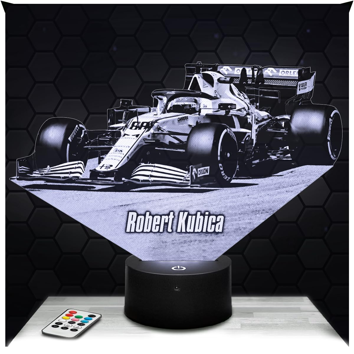 Lampephoto.fr - Formula 1 Robert Kubica F1 Night Light 3D LED Illusion Lamp, Christmas, Gift idea for Boys and Girls, Night Light for Children's or Adult's Bedroom, Gift Merchandising