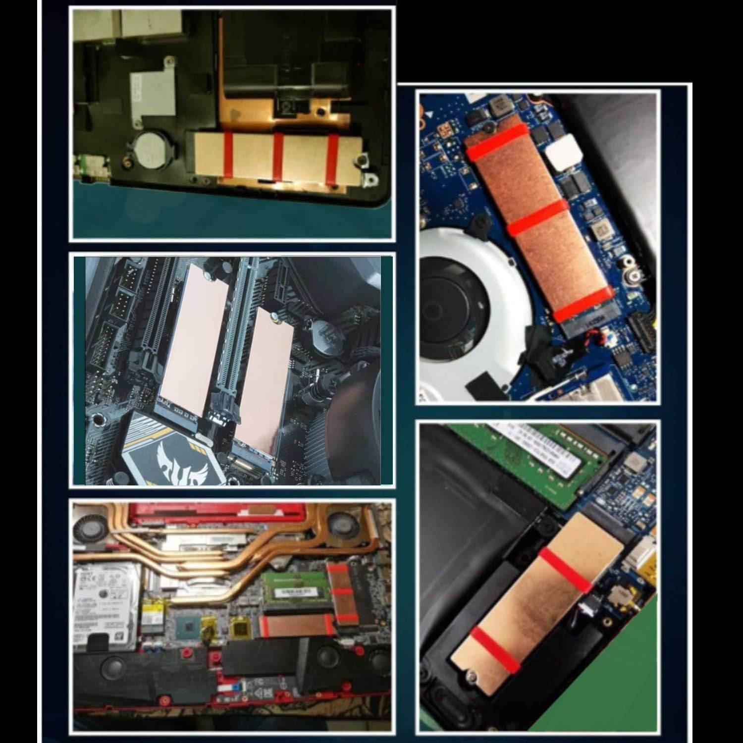 Kit de disipador de calor M.2 para laptop, disipador de calor m.2 de cobre + almohadilla térmica de 0.039 in y 0.020 in para enfriar laptop M.2 2280 SSD (paquete de 1) 7
