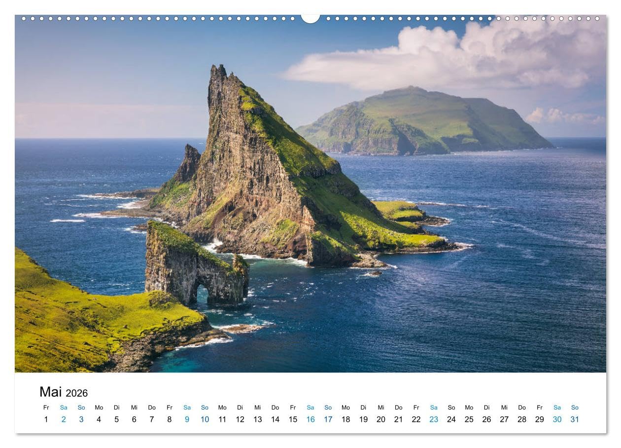 Färöer - Archipel im Nordmeer (hochwertiger Premium Wandkalender 2026 DIN A2 quer), Kunstdruck in Hochglanz: Fotografien von der Inselgruppe der Färöer