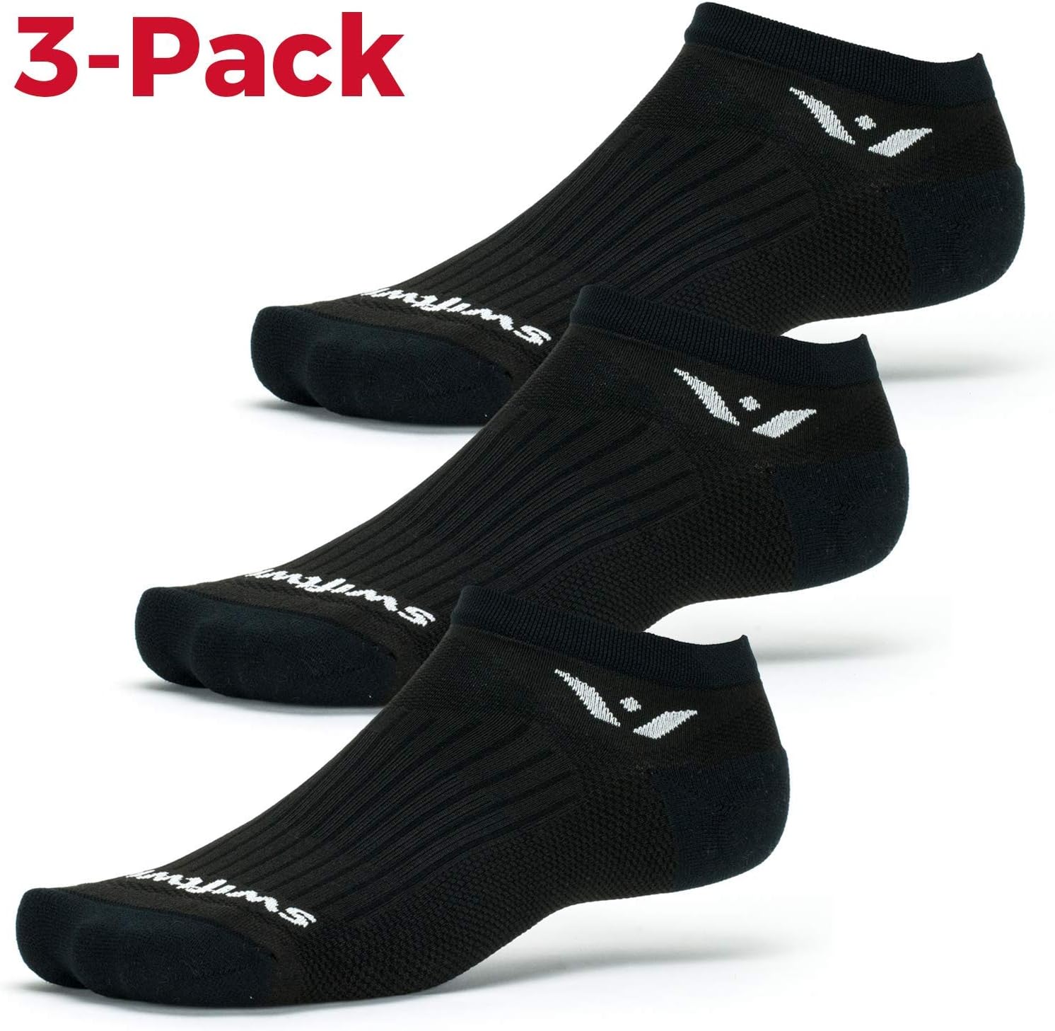 SwiftwickPERFORMANCE No Show (3 Pairs) Running & Golf Socks, Cushioned No-Show