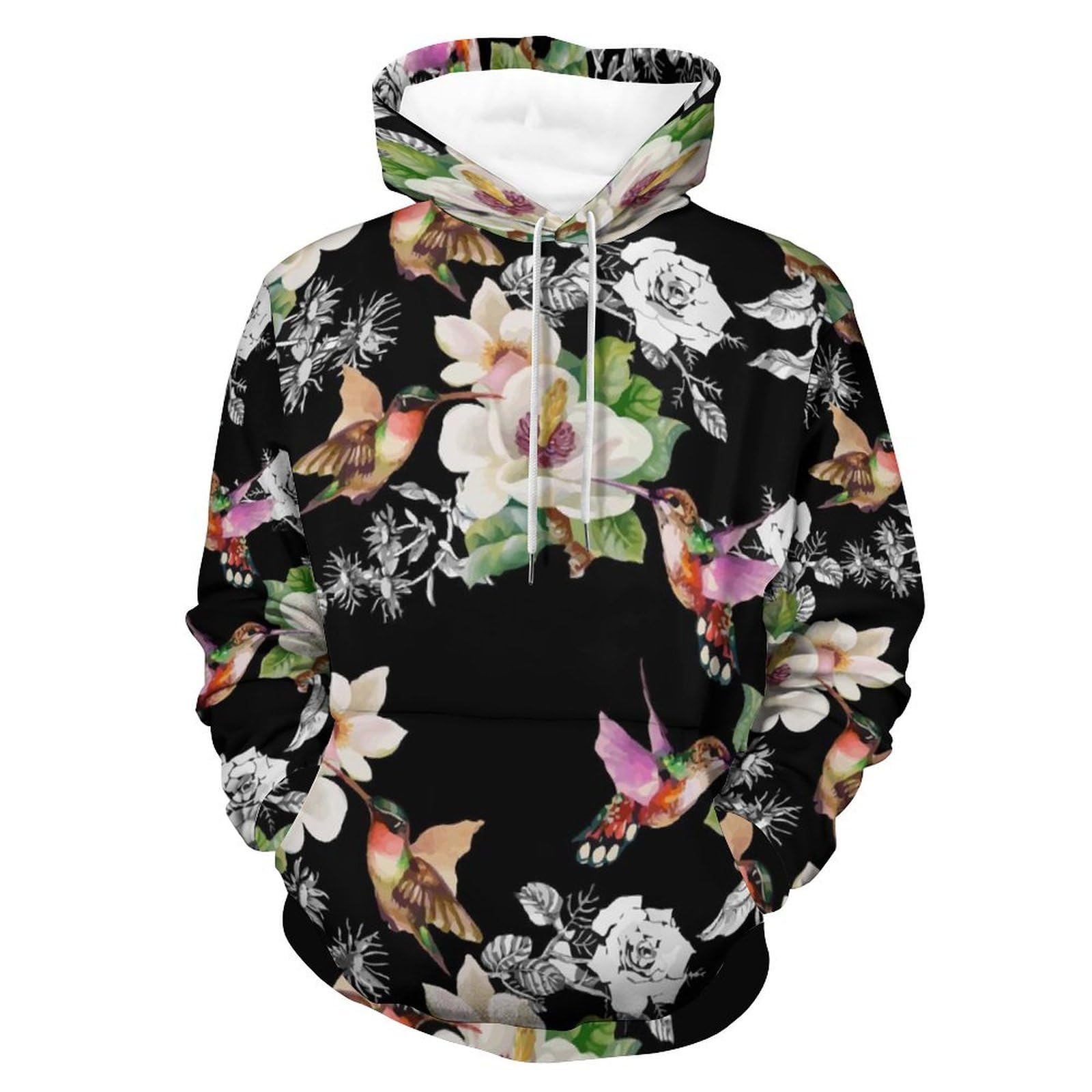 Sweat à capuche fleurs oiseaux idéal pour vos sorties urbaines de mi-saison - 8