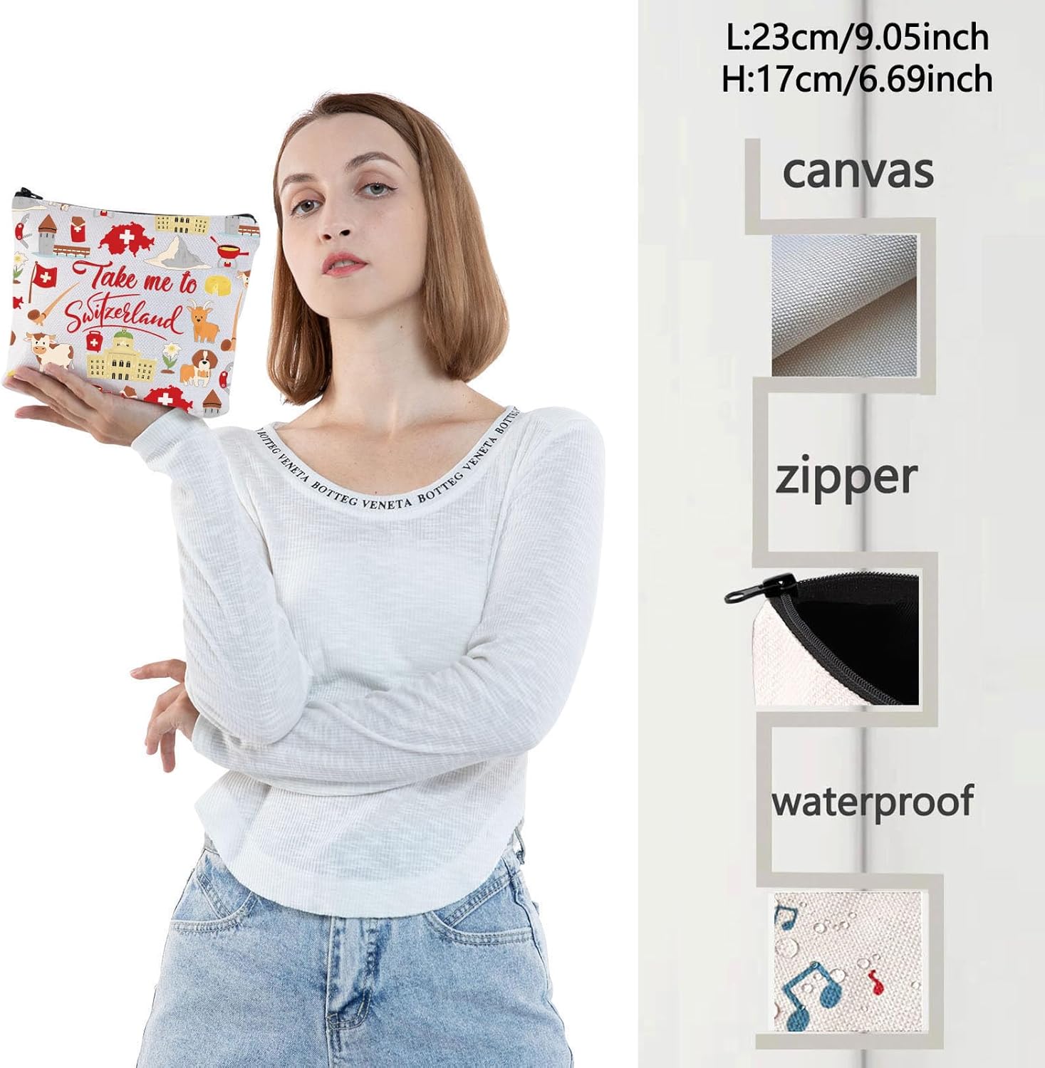 WZMPA Switzerland Travel Cosmetic Bag Switzerland Souvenir Gift Take Me To Switzerland Zipper Pouch Bag Switzerland Merchandise (To Switzerland) - Image 2