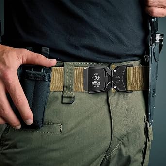Men Tactical Belt, Work Belts for Men Military Hiking Heavy Duty Belt 1.5 Inch, Nylon Webbing Tool Belt with Quick Release Metal Buckle
