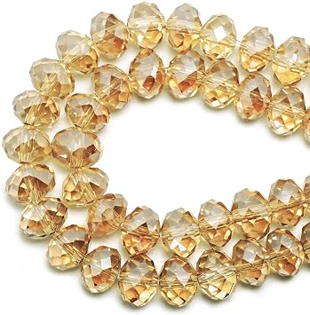 4mm Sparkle Abacus Faceted Crystal Beads 140-150pcs, Amber