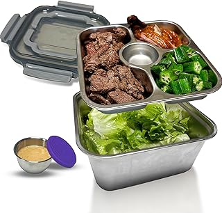 Salad Container for Lunch Large-60-oz Salad Bowl with Lid,3 Compartment ...