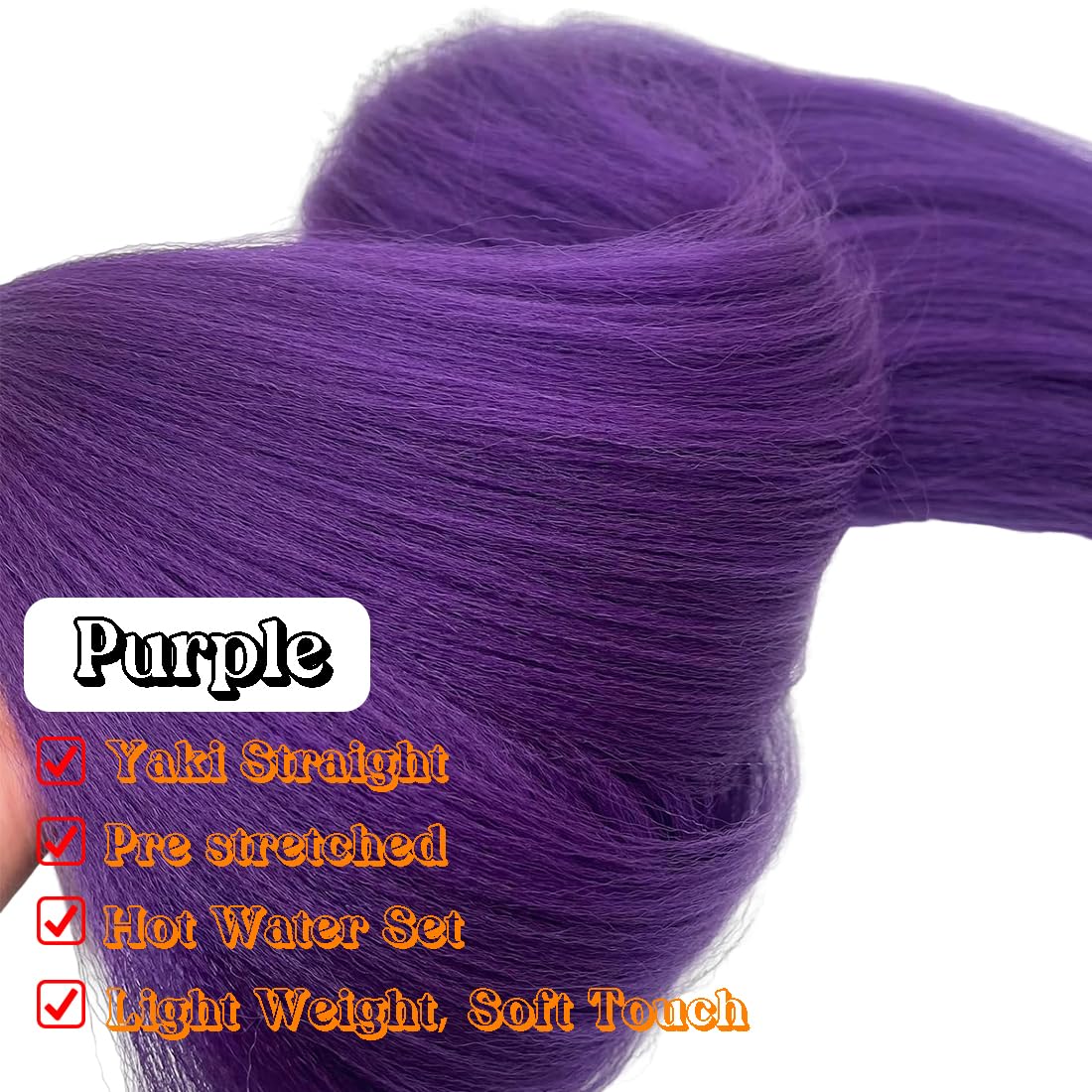 NWT Yaki Long Purple Hair Extensions Synthetic Crochet Hair 48 Inch Set of 2 Amazon.com : Braiding Hair Pre Stretched Yaki Straight 2  main image 2