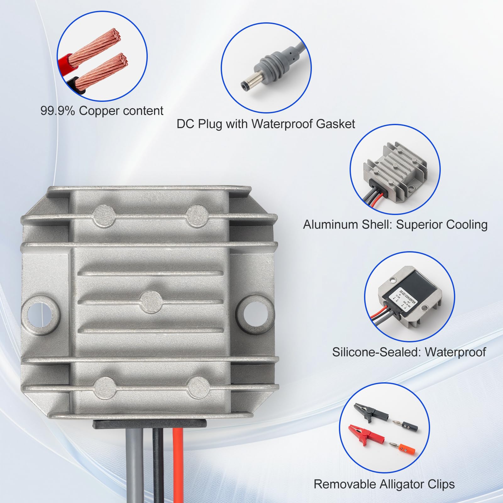 Starlink - Mini adattatore da 12 V a 30 V/3,5 A CC, convertitore di alimentazione per camper, camion, pannello solare con clip a coccodrillo rimovibili
