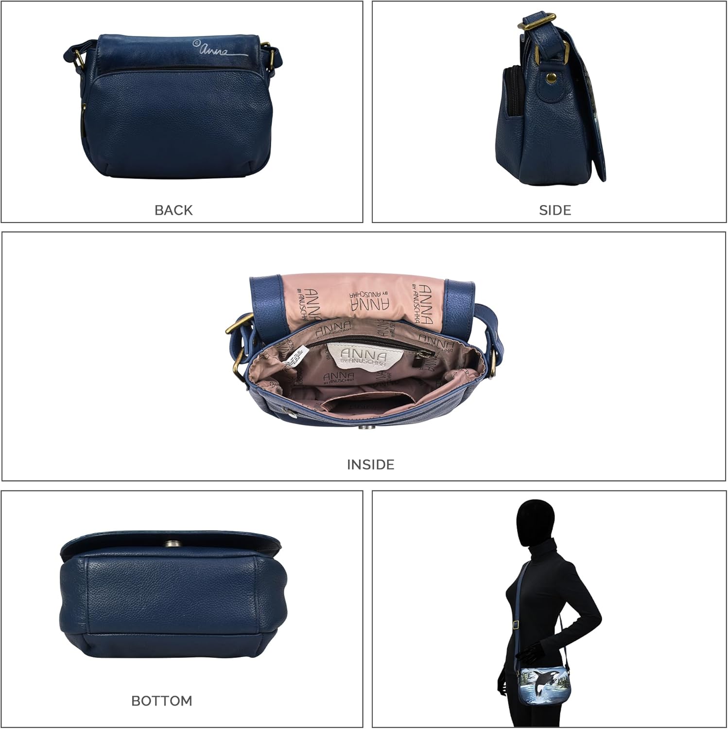 Anna by Anuschka Women's Crossbody Saddle Bag