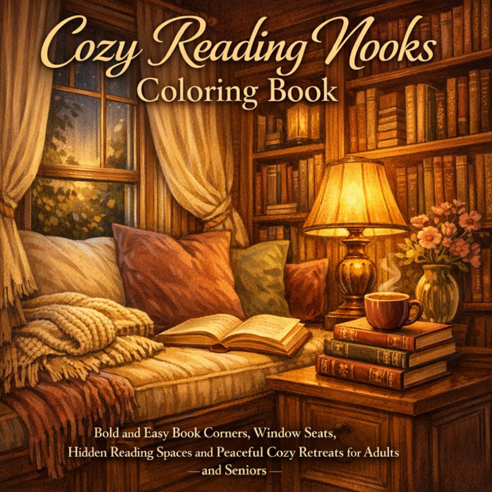 Cozy Reading Nooks Coloring Book: Bold and Easy Book Corners, Window Seats, Hidden Reading Spaces and Peaceful Cozy Retreats for Adults and Seniors (Cozy Line Studio Collection)