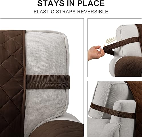 Miniatura 3 de HOMERILLA Funda reversible de 4 plazas para perros, resistente al agua, lavable, protector de muebles para mascotas, con correas elásticas (sofá de