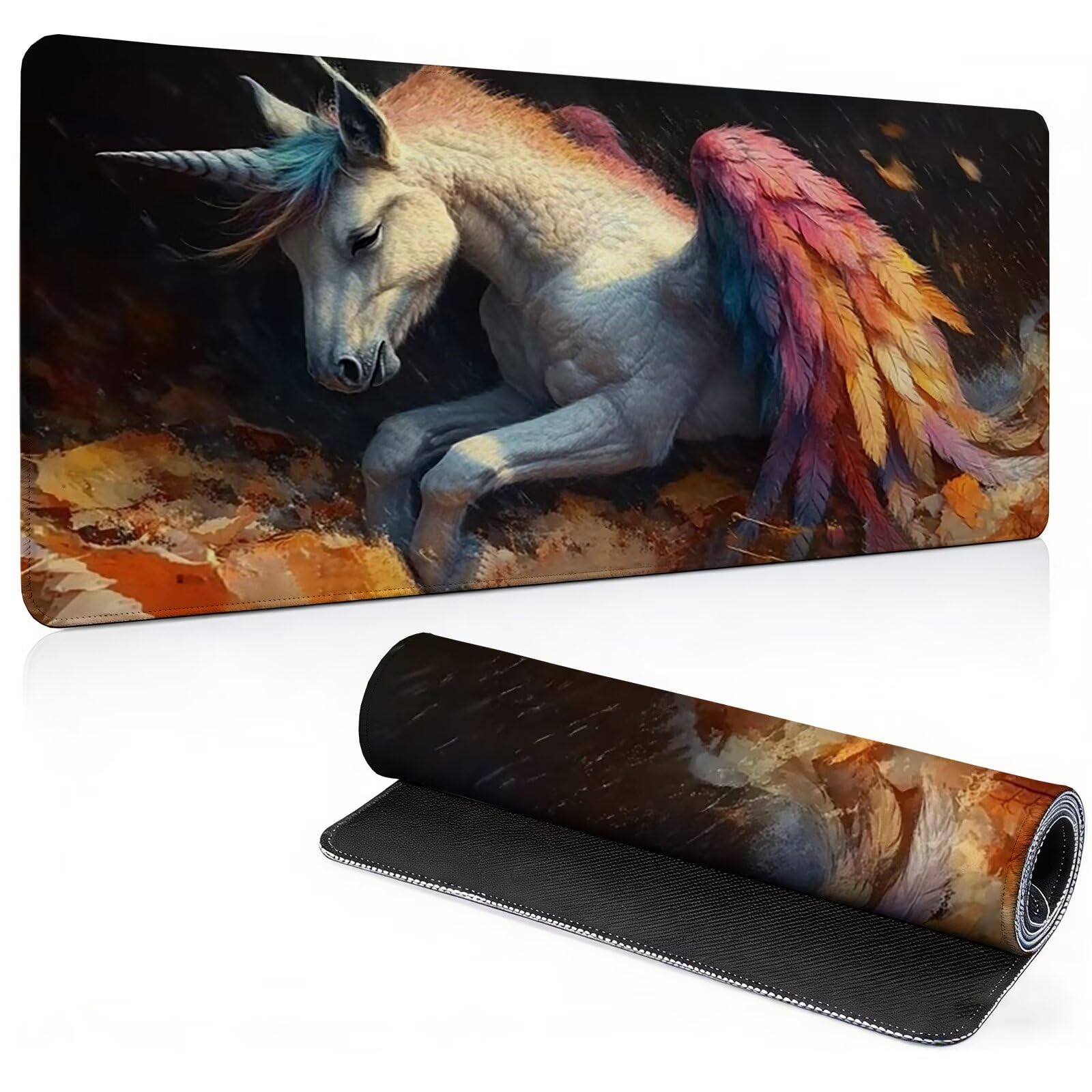 Tappetino Mouse Gaming, 1200x600mm Tappetino Mouse XXL nero 0c0-312 | Mouse Pad Grande, Ottimizzato per i Sensori da Gioco, Migliora Precisione e Velocità, per Mac e PC, Unicorno (2)