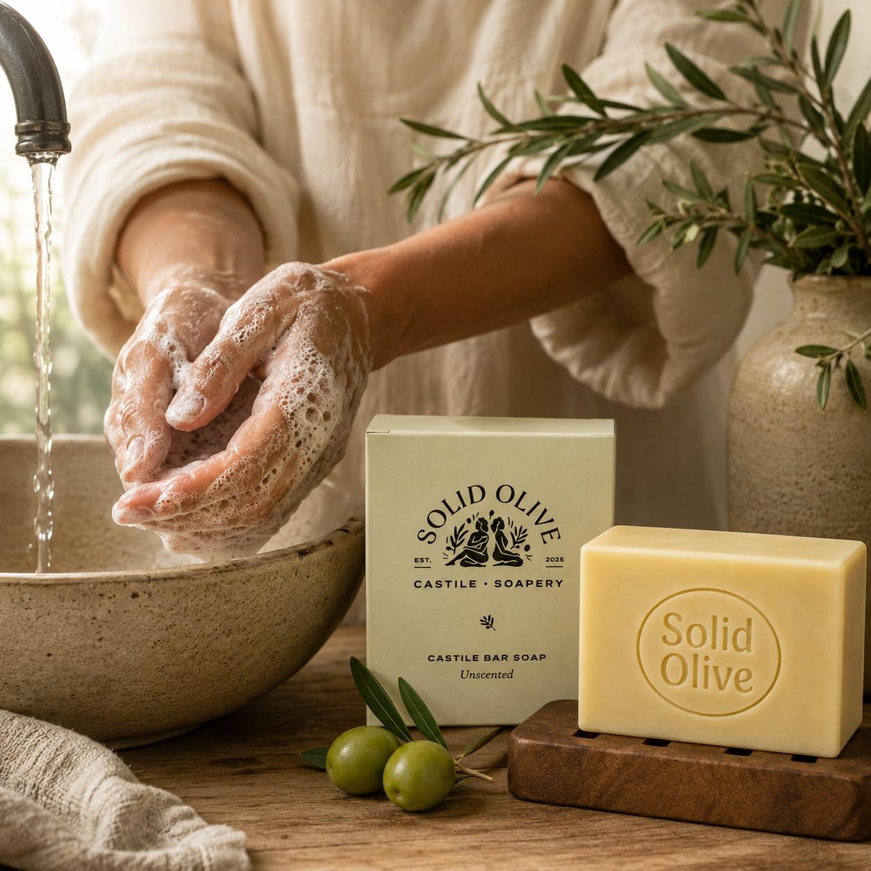 Unscented Castile Bar Soap, Pure Olive Oil, Moisturizing Cleanse, 4oz image 4