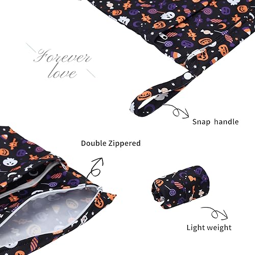 Miniatura 208 de ALVABABY 2 bolsas de pañales de tela para ropa húmeda, reutilizables con dos bolsillos con cremallera, para viajes, playa, piscina, guardería, 01