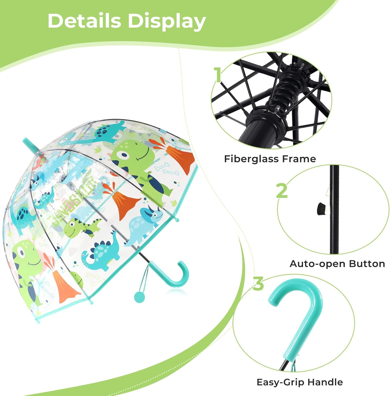 Kids Clear Bubble Umbrella for Girls & Boys, Transparent Dome Umbrella for Kids Ages 3–10, Auto-Open Windproof Rain Umbrellas, Lightweight Toddler Umbrellas for School, Outdoor Use - Image 4
