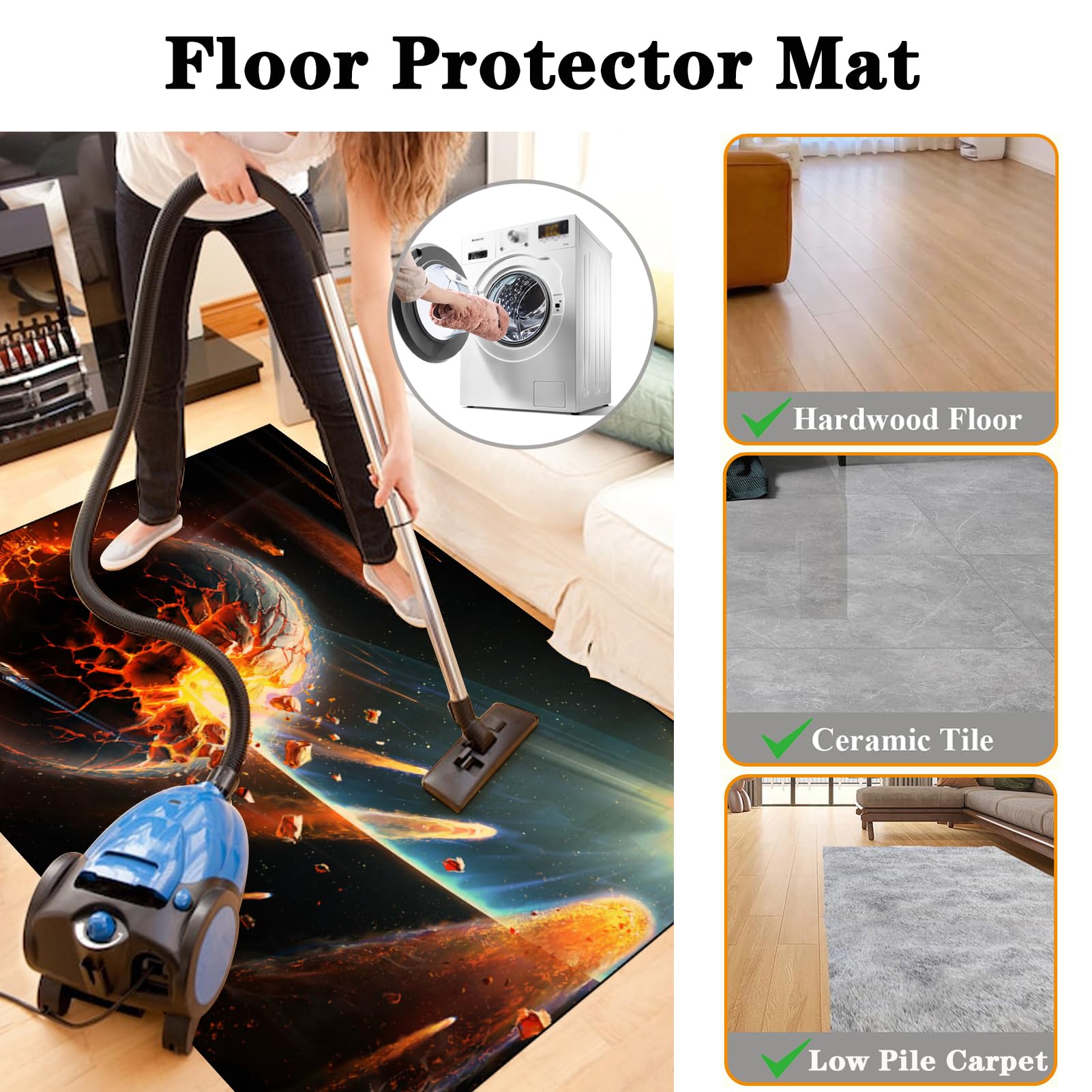 Tappeto Gaming pavimento, Tappetino Salvapavimento Antiscivolo, Tappeto per Sedia Ufficio per per Pavimenti in Legno Duro, Tappetini di Protezione per Pavimento per Parquet e Laminato 100 x 140 cm