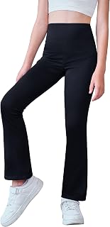 Girls Flare Leggings Elastic High Waisted Wide Leg Bootcut Yoga Pants Bell Bottom Leggings for Kids