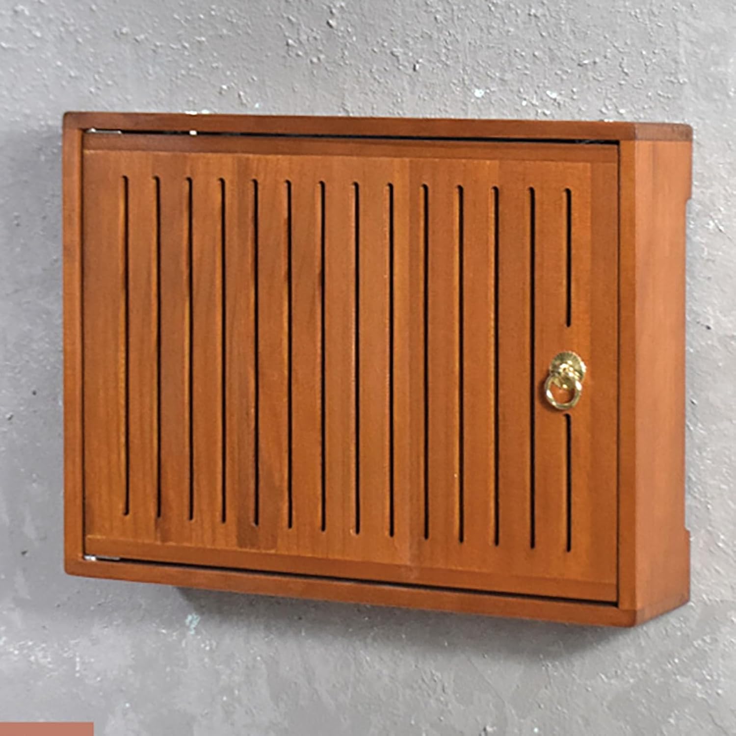 Wall Mounted Router Box Hider - Stylish Wooden Storage Shelf for WiFi Router, Conceals & Organizes Cables, Ideal for Home & Office (Teak, L49.5 * 42cm/19.4 * 16.5in)