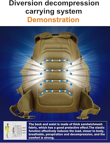 Miniatura 4 de UNISTRENGH Mochila táctica multifuncional de 40 litros para senderismo, mochila al aire libre, mochila urbana, Desert Camouflage, Mochila táctica