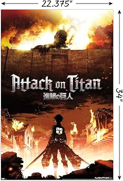 Trends International Attack on Titan - Fire Wall Poster, 22.375 x 34, Unframed Version