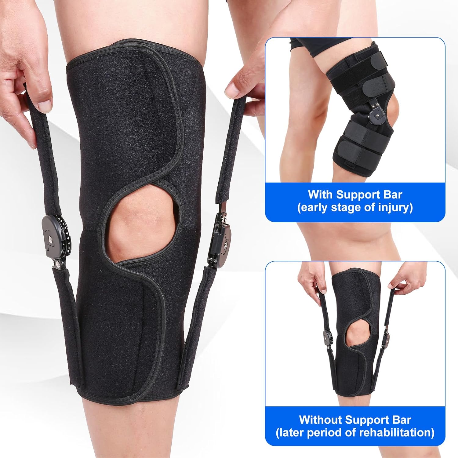 Hinged ROM Knee Brace with Side Stabilizers, Post Op Knee Immobilizer for Arthritis, ACL, MCL, PCL, Meniscus Tear, Medical Orthopedic Support After Surgery (Upgraded Version, Medium) - Image 6