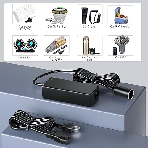 Miniatura 2 de SoulBay Convertidor de CA a CC de 12 V, 8 A, 96 W, AC100-240 V a 12 V, encendedor de cigarrillos a toma de corriente, adaptador de fuente de