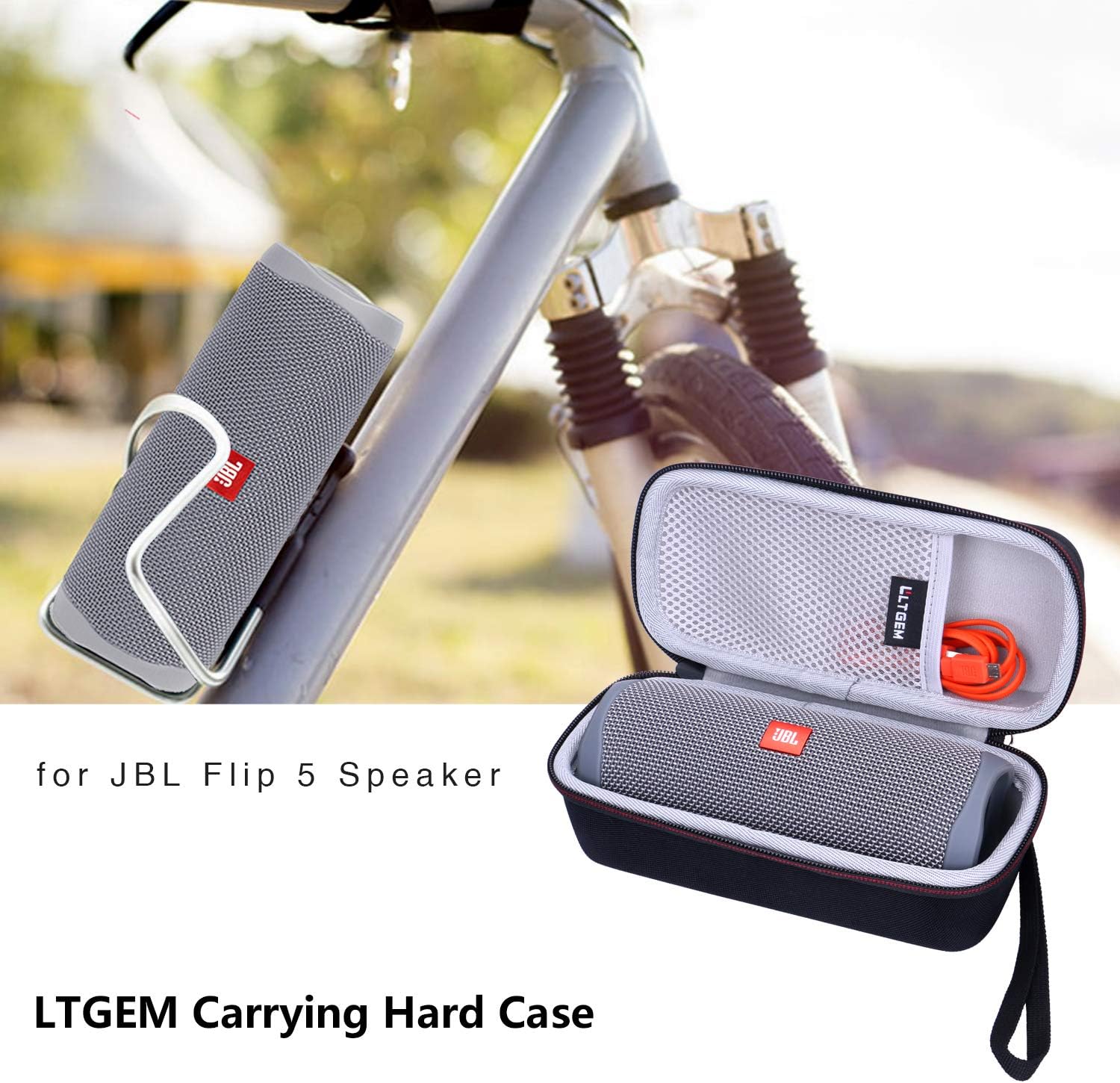 LTGEM Case Compatible with JBL FLIP 5/6/7/Grip Waterproof Portable Bluetooth Speaker, Hard Shell Travel Carrying Storage Bags (Gray Case Only) - Image 2