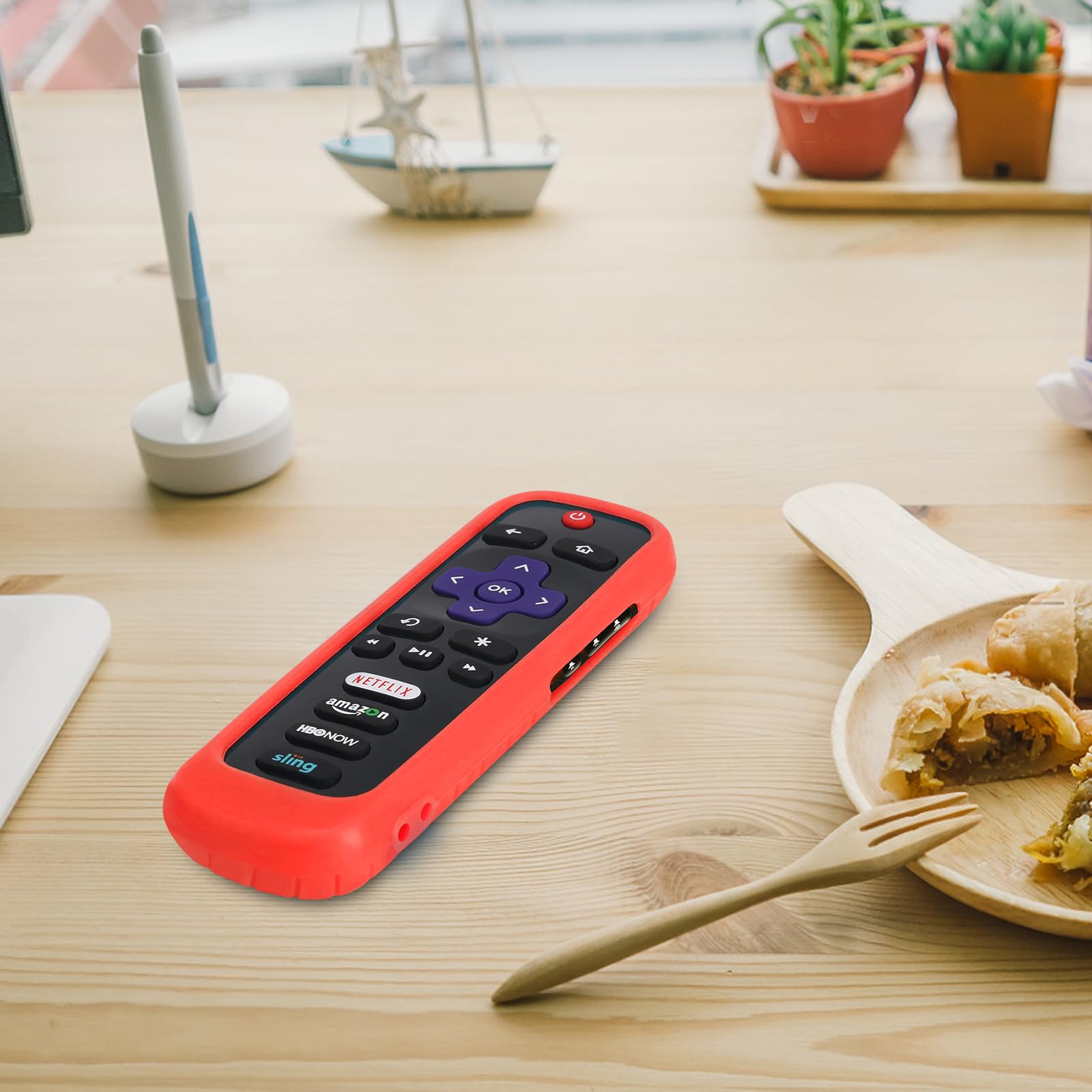 Custodia a distanza per Roku, Cover batteria per TCL Roku Smart TV Steaming Stick Remote, Roku TV Remote Cover Silicone Controller Protettivo Custodia Universale Pelle Rosso