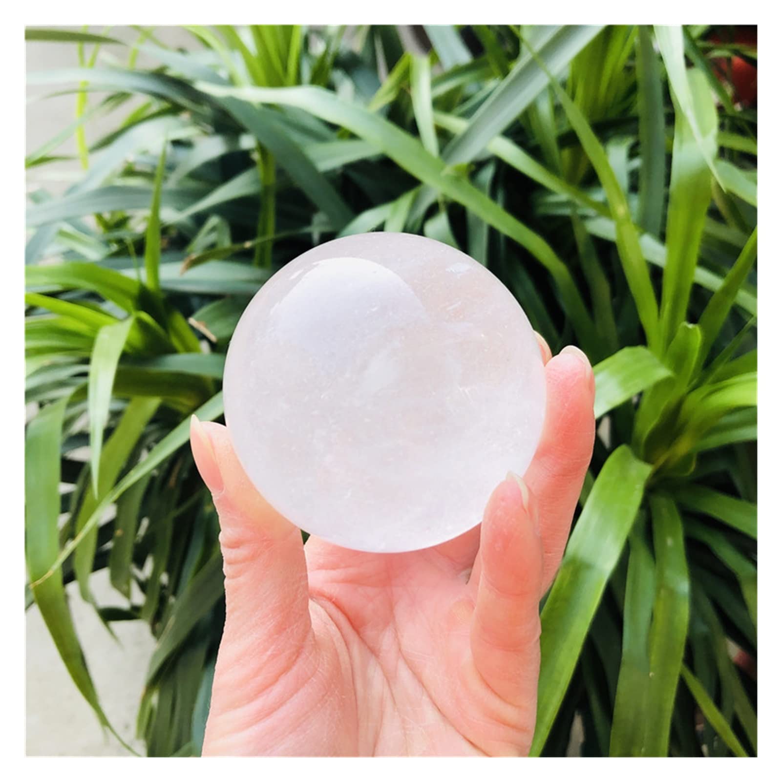 Amazon.co.jp: 5-7cmの自然な透明な水晶の水晶球を装飾のための白い