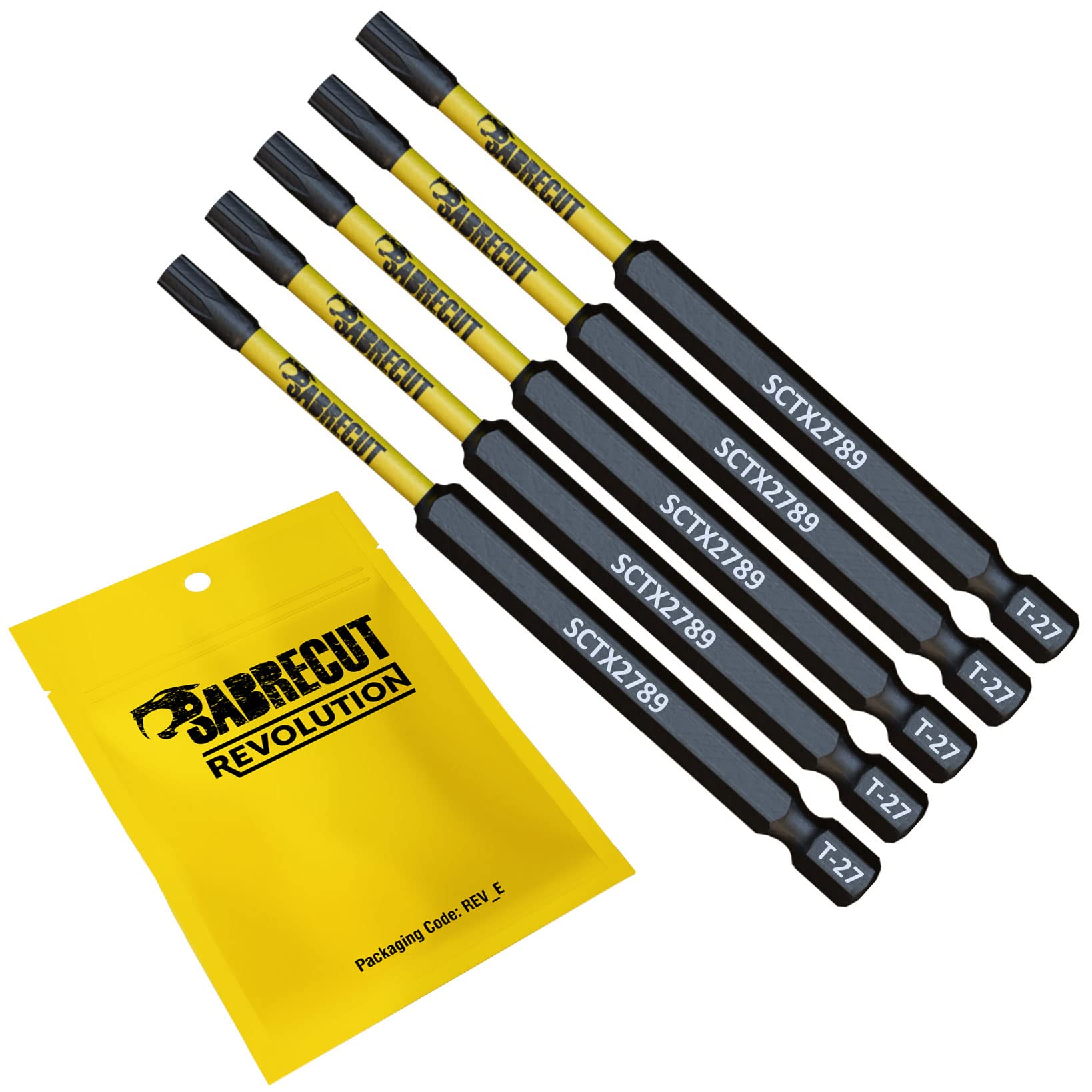 Sabrecut 5 X Sctx2789_5 89Mm T27 Tx27 Magnetic Impact Screwdriver Driver Bits Set Torx Heavy Duty