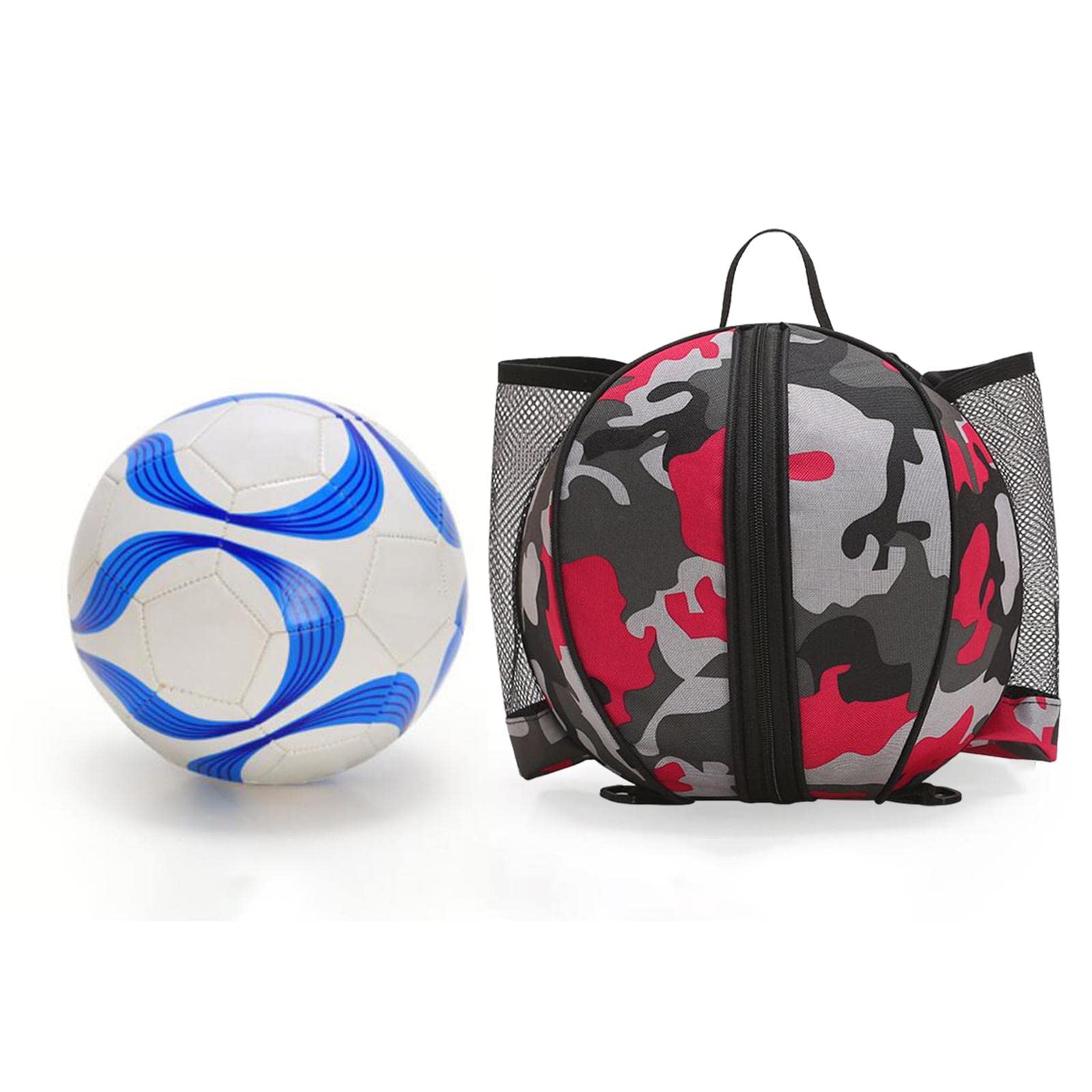 F Fityle Bolsa de Baloncesto Universal, Mochila de Almacenamiento, Correa de Hombro Ajustable, balón de fútbol para fútbol, Baloncesto, Voleibol, Entrenamiento, Rojo