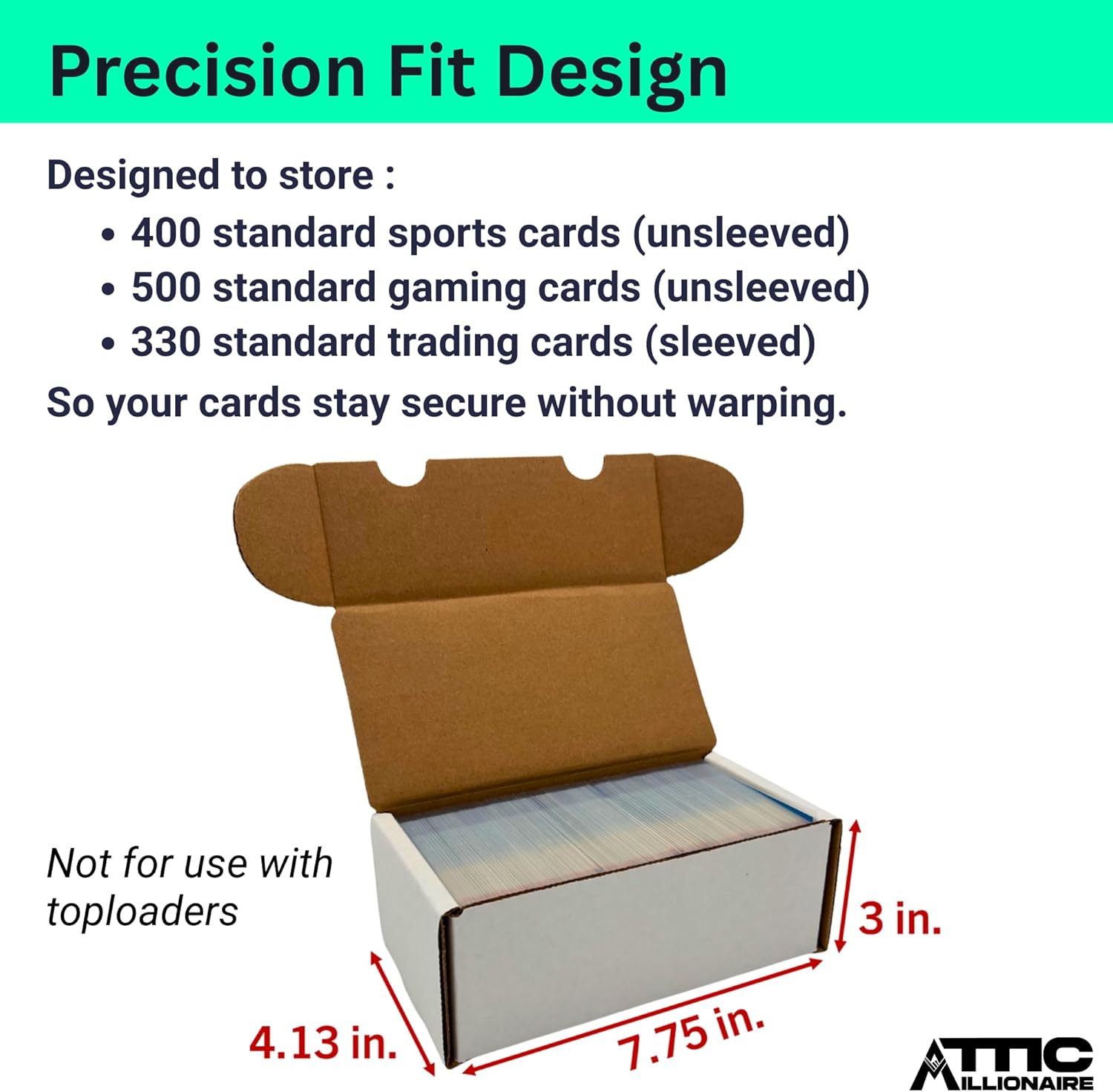 (5 Pack) 400-Count Trading Card Storage Box - MADE IN THE USA - Responsibly-Sourced - Trading Card Storage Box for Sports Cards, PTCG, MTG, and other Gaming Cards