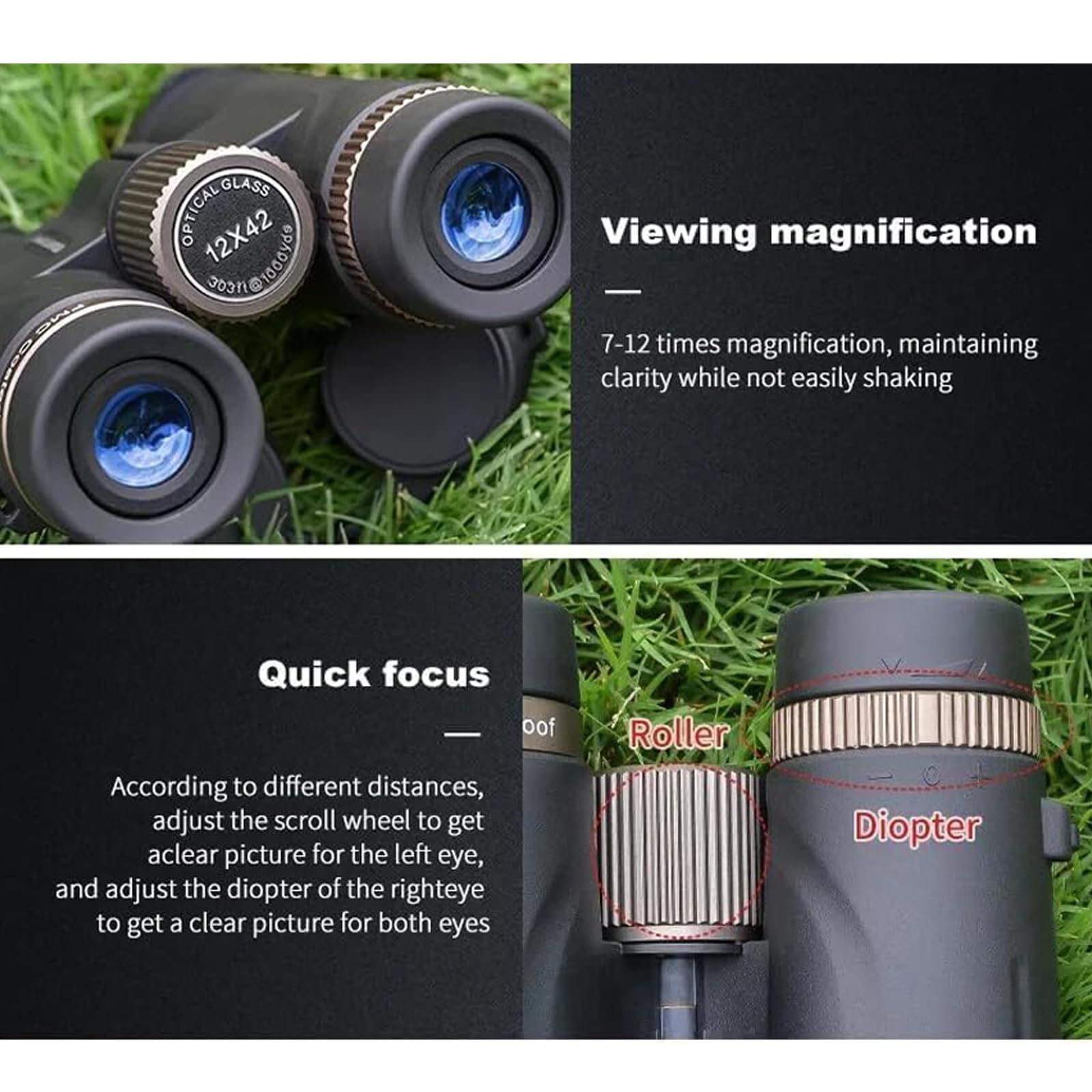 Bosco C9 Fernglas 12x42 mit Hoher Vergrößerung und Auflösung