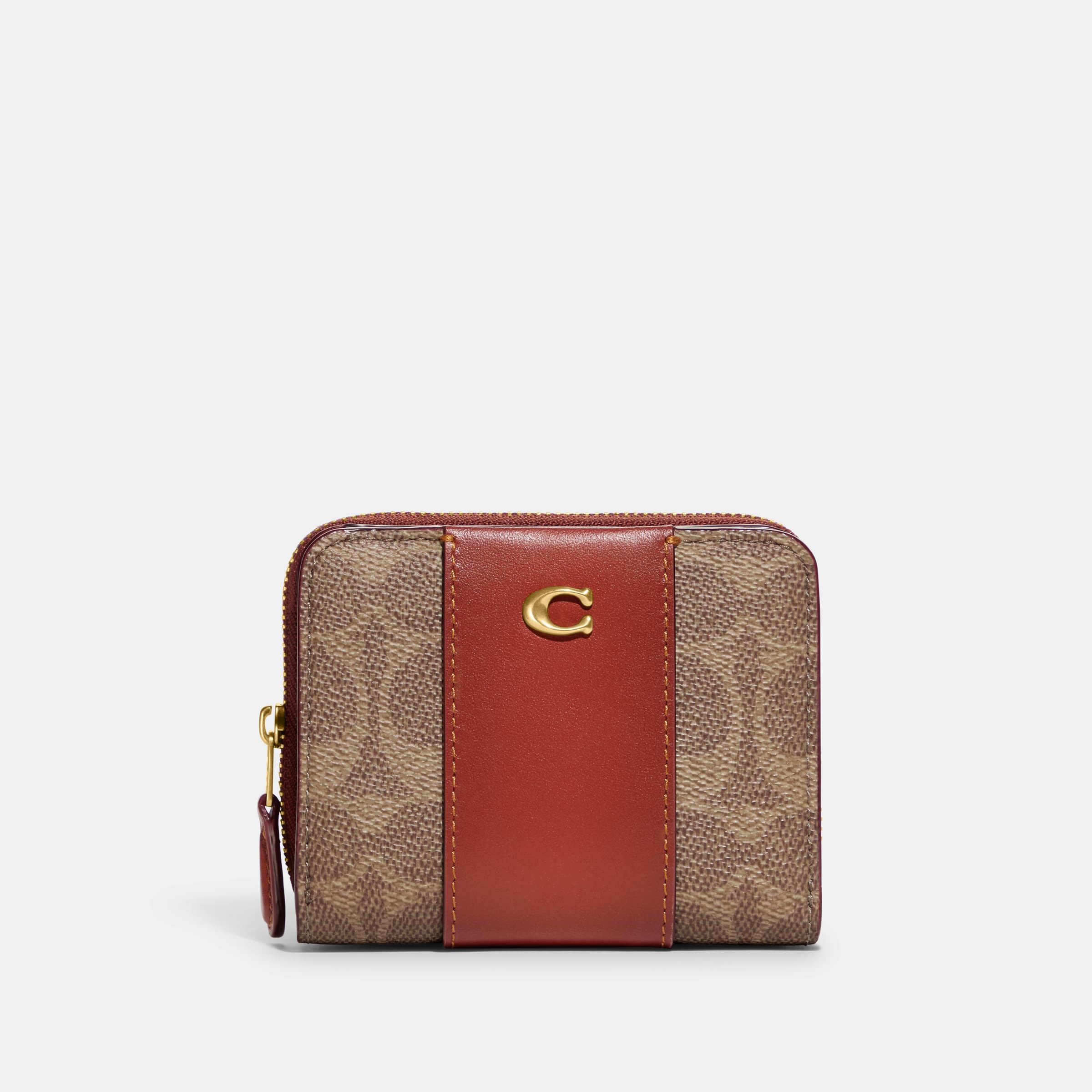 Coach Women's Colorblock Coated Canvas Signature Billfold Wallet, B4/Tan Rust, One Size, Brown, Minimalist Water Buffalo Leather and Canvas Colorblock Billfold Wallet