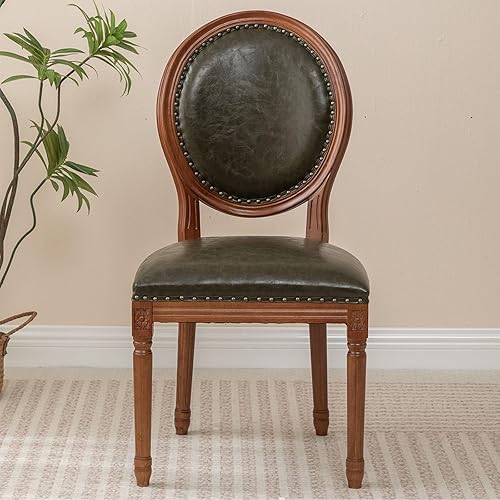 Miniatura 32 de Sillas de comedor de madera para casa de campo, sillas de cocina estilo país francés, silla vintage para sala de estar con respaldo redondo, silla