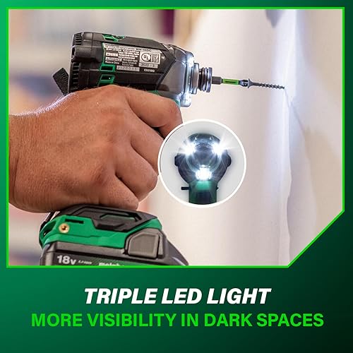 Miniatura 8 de Metabo HPT Kit de atornillador de impacto de perno de triple martillo inalámbrico MultiVolt de 18 V  WH18DC