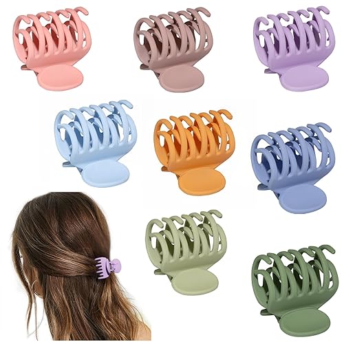 Miniatura 8 de 8 pinzas de garra para cabello fino para mujeres, pinzas pequeñas mate medianas de 1.6 pies, pinzas de pelo de doble fila de sujeción fuerte,