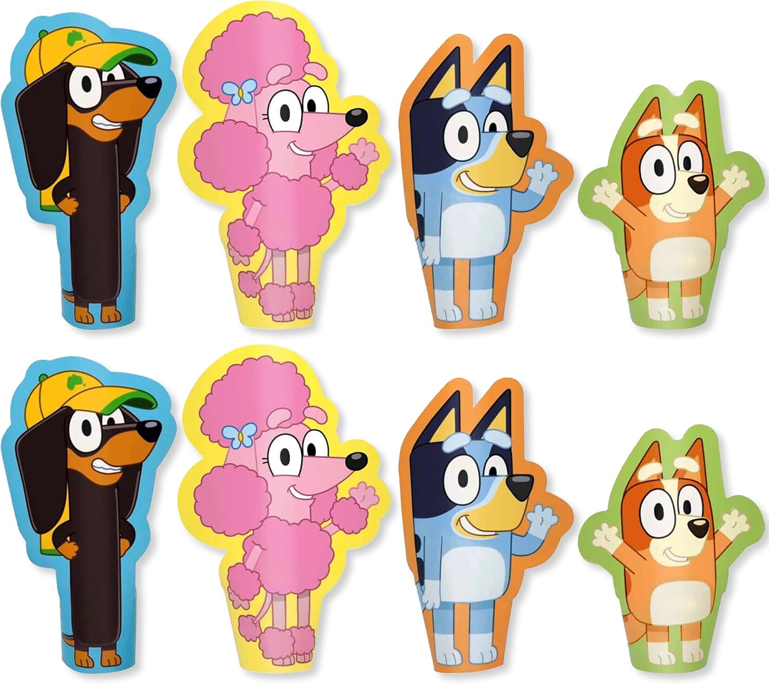 Unique Bluey Die-Cut Paper Finger Puppets - (8 Pack) | Multi-Colored Puppets for Creative Play & Interactive Games