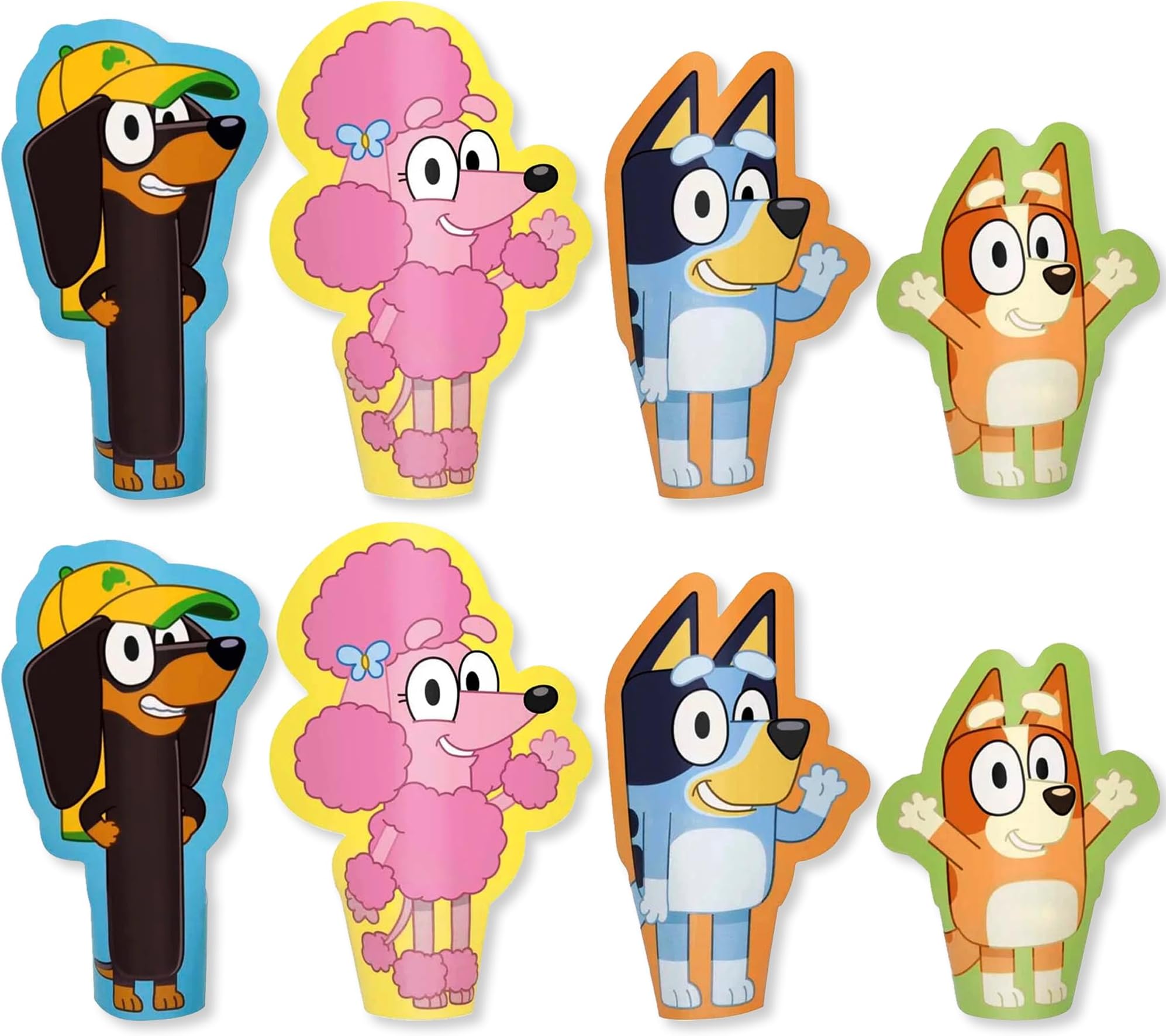 Bluey Die-Cut Paper Finger Puppets - (8 Pack) | Multi-Colored Puppets for Creative Play & Interactive Games