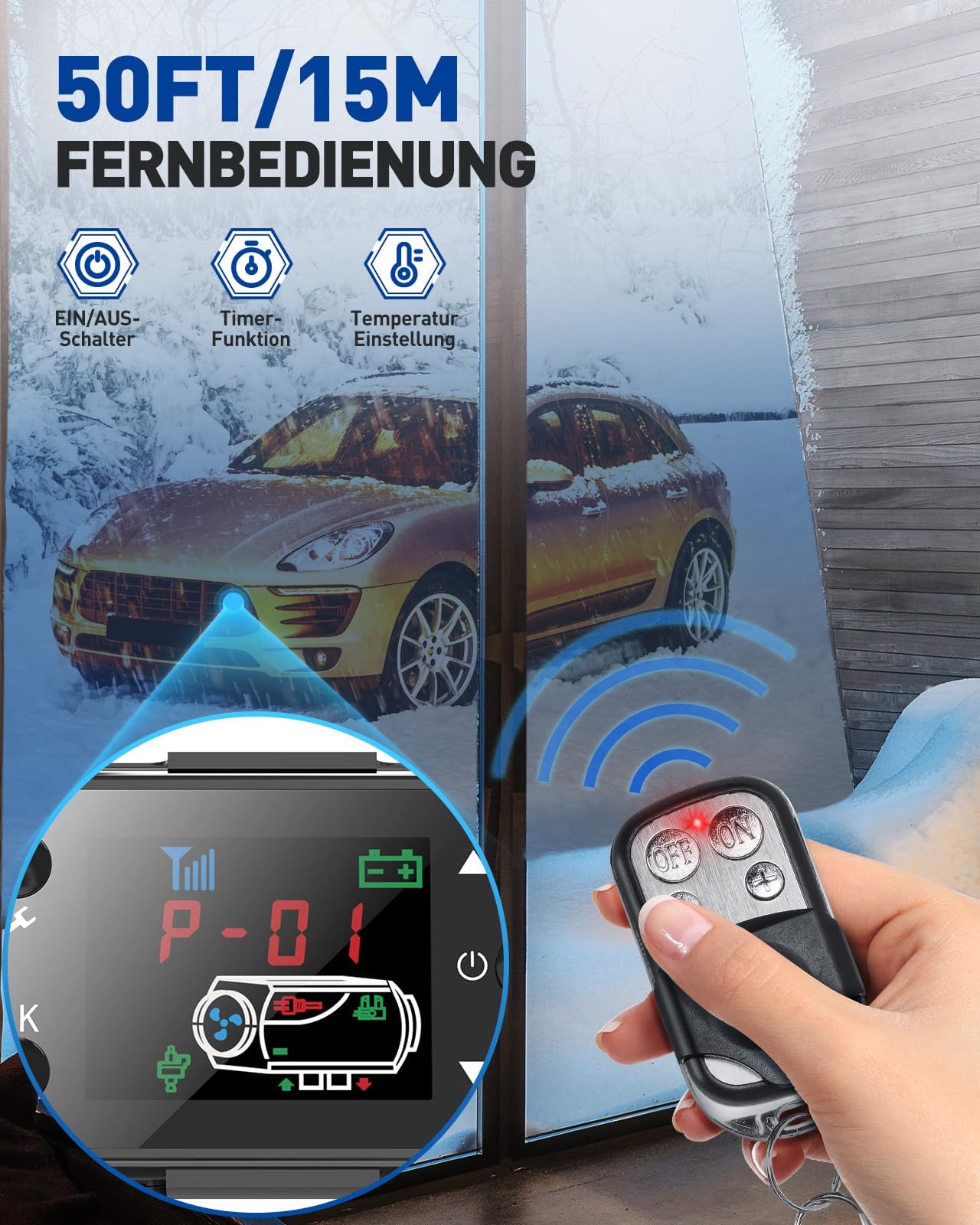 Nagrzewnica powietrza na olej napędowy 5KW 12V Nagrzewnica na olej napędowy z przełącznikiem LCD i pilotem Szybkie nagrzewanie, przenośne nocne ogrzewanie na olej