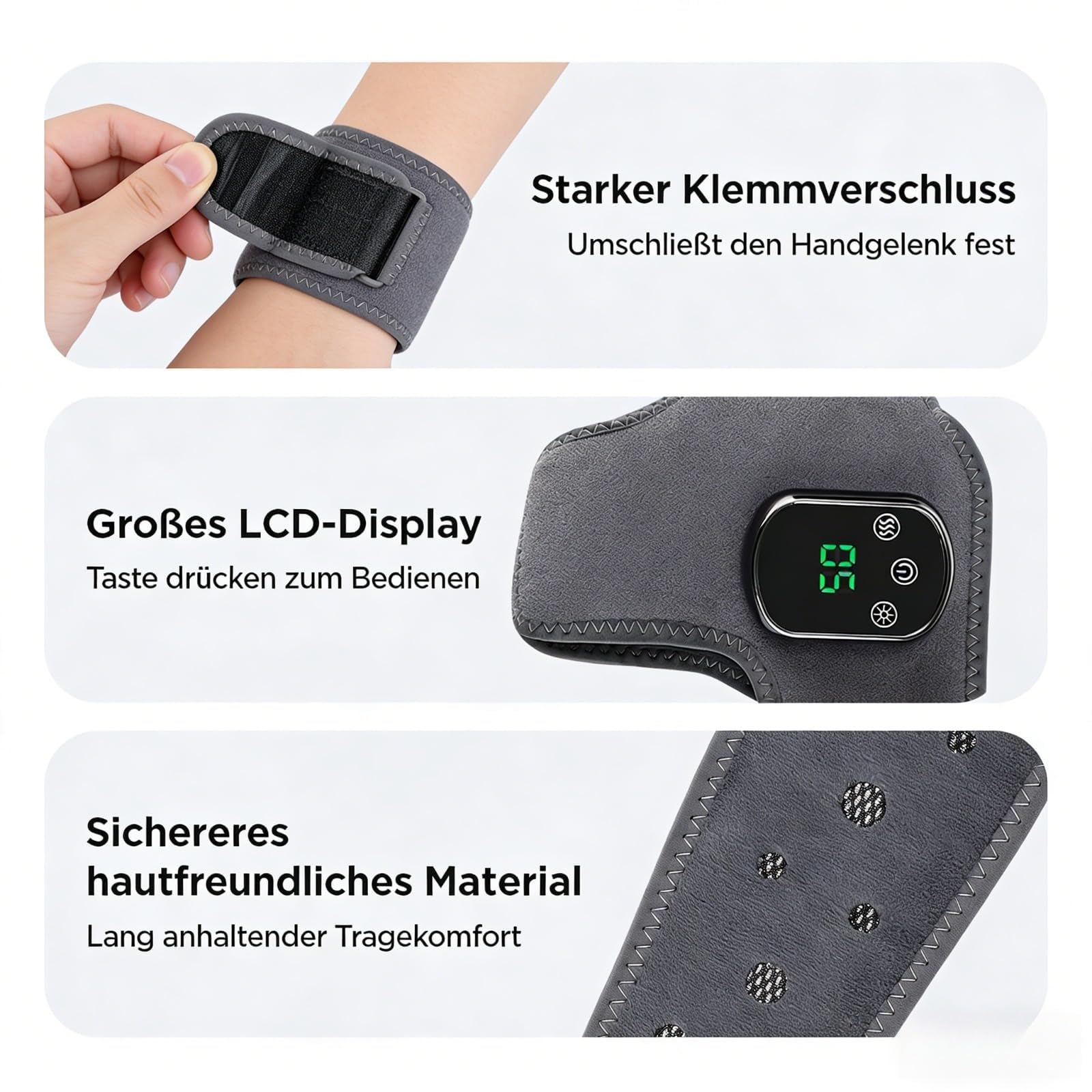 4-in-1 Fußtherapie, Massage für Füsse mit 3 Schwingungsmodus 5 Wärmestufen | Foot massage, Fußmassagegerät, Lindert Knöchelermüdung(Grau)
