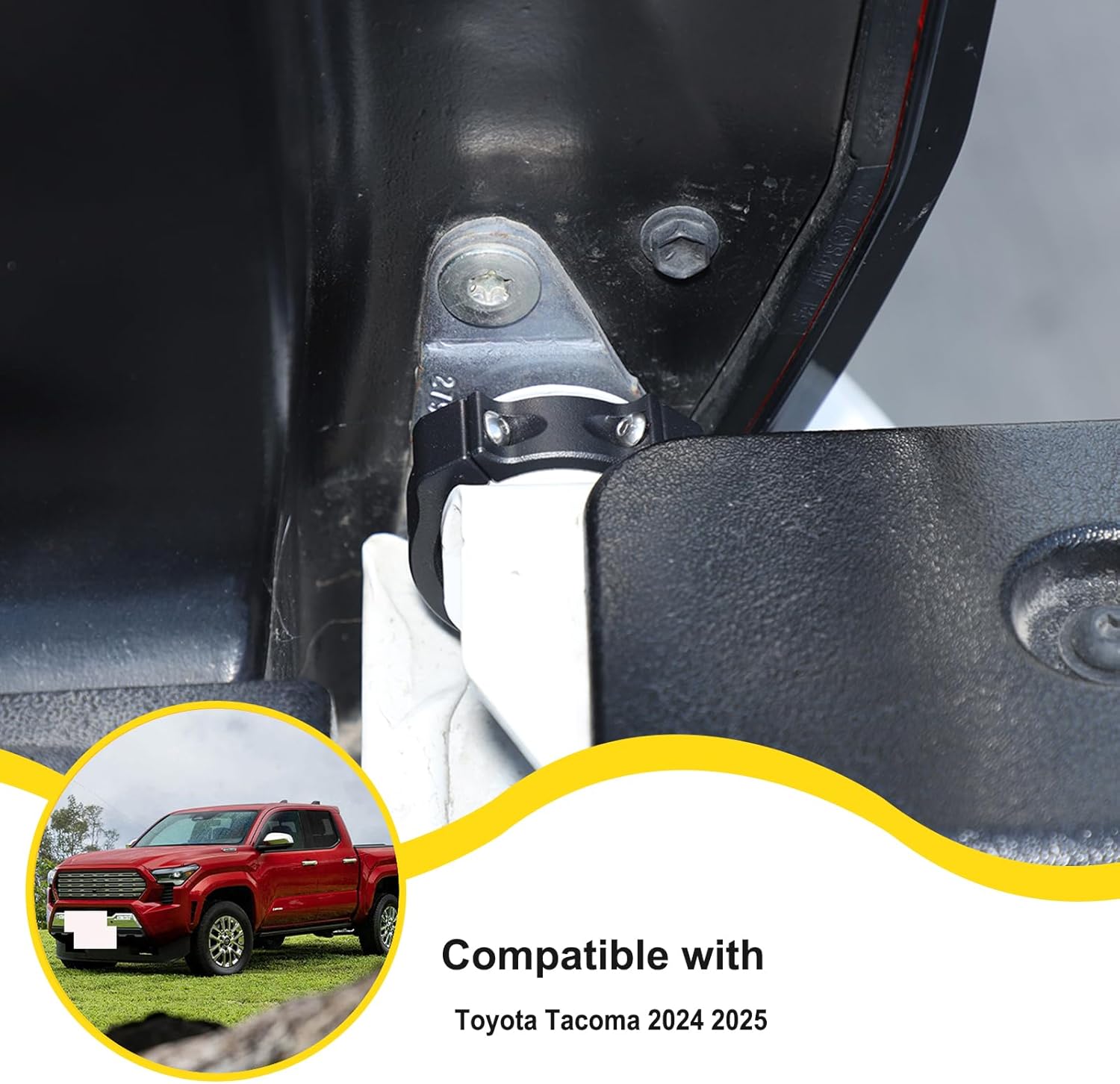 Tailgate Anti-Theft Lock Compatible with Toyota Tacoma 2024 2025 2026 Aluminum Alloy Security Truck Bed Tail Gate Lock Accessories 1PCS (Black)