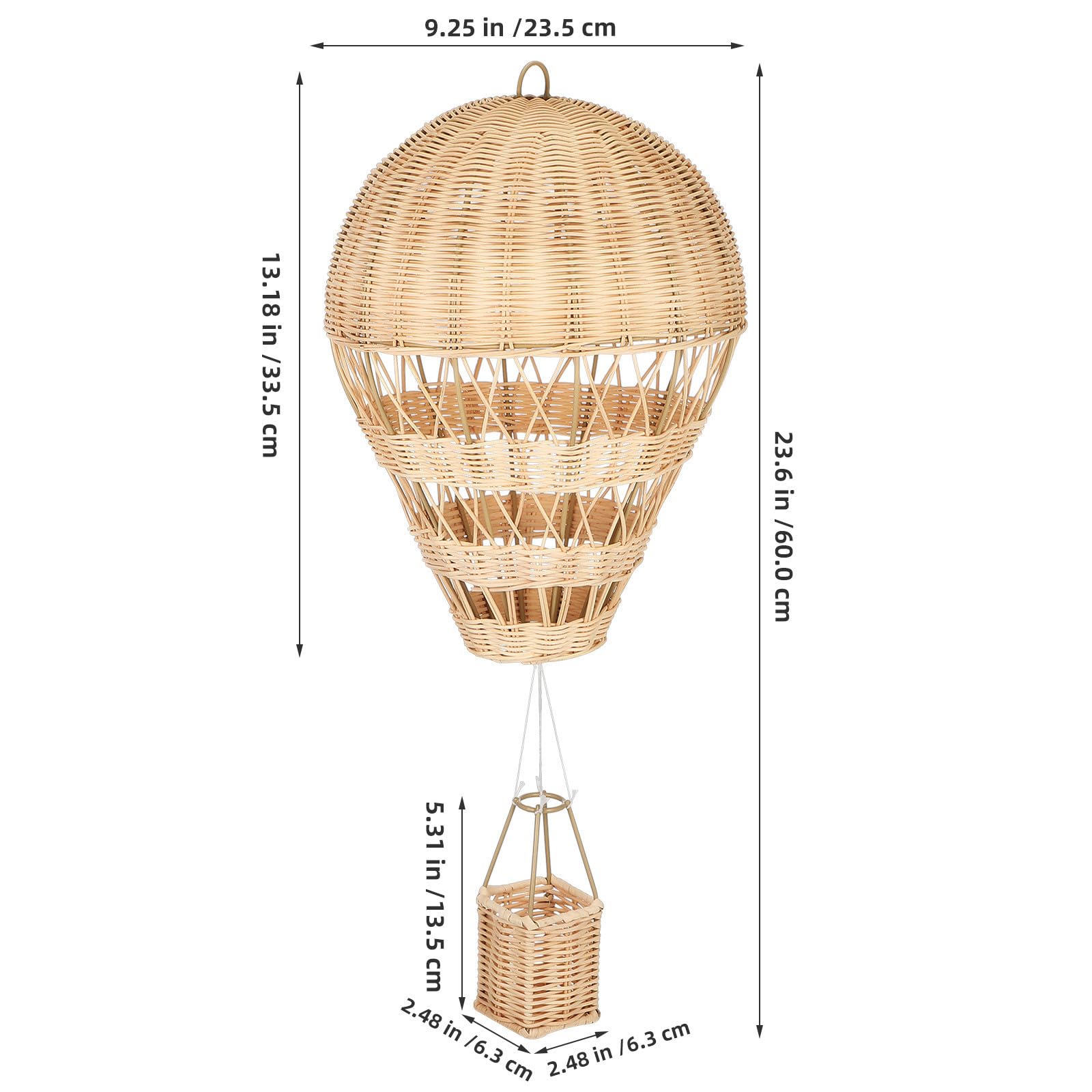 ARTIBETTER 2 Pezzi Mongolfiera Decorativa in Rattan Intrecciato da