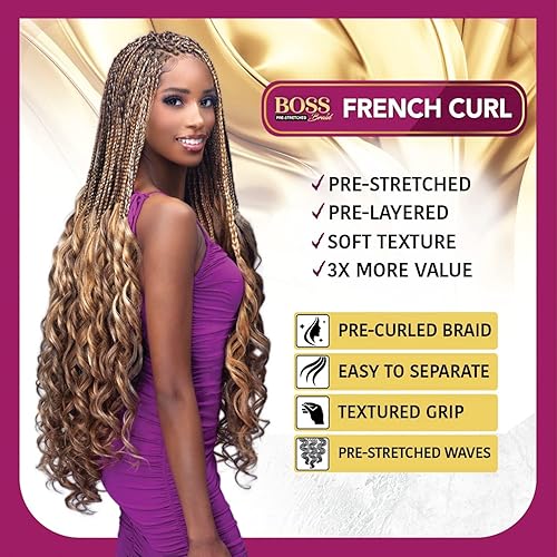 Miniatura 3 de Bobbi Boss Trenzas preestiradas 3 rizos franceses de 28 pulgadas (paquete de 1, vainilla)
